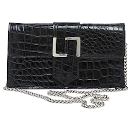 Autre Marque Borsa a Spalla Clutch Non Firmata 1995s in Pelle Preziosa Nera