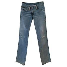 Dolce & Gabbana hellblaue Straight-Leg Jeans mit Strass