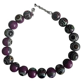 Collana Sobral Perle Viola Motivi Geometrici - Autre Marque