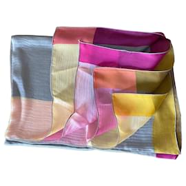 Sciarpa seta grigia bordo multicolore - Autre Marque
