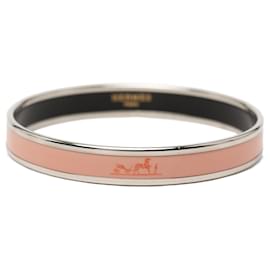 Hermès Pink Narrow Caleche Enamel Bangle 65