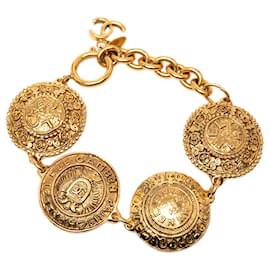 Bracciale a maglie medaglione dorato CC placcato oro Chanel