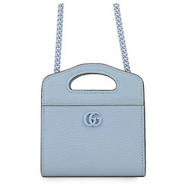 Portafoglio in pelle blu chiaro con catena Gucci
