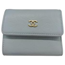 Portafoglio tri-fold Chanel azzurro chiaro