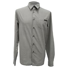 Camicia con bottoni Prada in lana vergine grigia