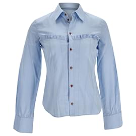 Camisa de botón con acento de corsé Dsquared2 en algodón azul