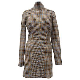 Stella Mc Cartney Vestido Mini de Cuello Alto a Cuadros Stella McCartney en Lana Multicolor