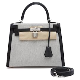 Hermès Kelly 25 Sellier II Nero Tela Pelle
