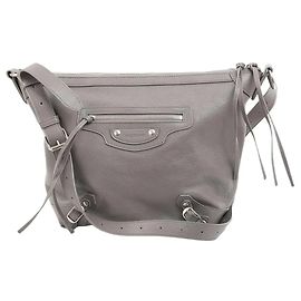 Borsa Hobo Balenciaga in pelle grana - Grigio