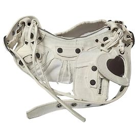 Balenciaga Borsa a Spalla Le Cagole Small in Denim Bianco