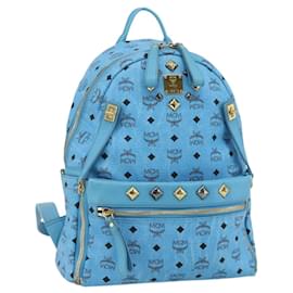 MCM Vicetos Sac à Dos Logogramme PVC Bleu Clair Or Auth 178560