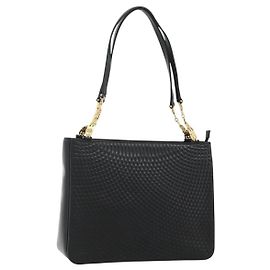 BALLY Bolso de Hombro de Cuero Negro y Dorado Auth 158223