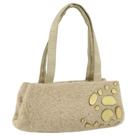 BOTTEGA VENETA Borsa a mano in lana beige argento autentica bs35042