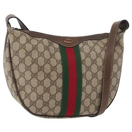 Borsa Gucci GG Supreme Web Sherry Line in PVC beige e oro 10 2 3840 Auth 178471