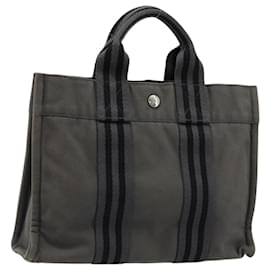 HERMES Fourre ToutPM Borsa a Mano Cotone Grigio Argento Auth fm5317 - Hermès