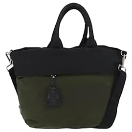 PRADA Borsa a mano in nylon 2 vie verde argento nero Auth ka4229A - Prada
