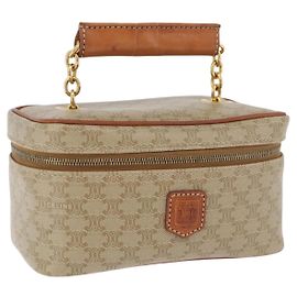 Céline Borsa a mano Vanity in tela Macadam CELINE in pelle PVC beige e oro Auth 178932A