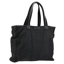 Borsa in tela GG Sherry Line di GUCCI in nylon Outlet Nero Argento 449178 Auth bs34813