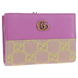Carteira Bifold GG Canvas Gucci Rosa Dourado 783121 Auth BA12478M