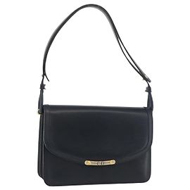 Borsa a Spalla Christian Dior in Pelle Blu Navy Oro Auth bs34558