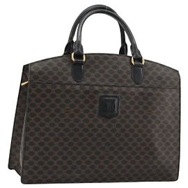 Céline Borsa a mano in tela Macadam CELINE in pelle PVC nera e oro Auth 177722