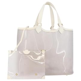 LOUIS VUITTON Borsa Tote Epi Plage Lagoon Bay Bianca Trasparente M92151 LV Auth ep14269