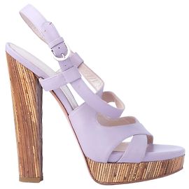 Autre Marque Sandali platform in pelle lavanda Casadei con tacco in legno scolpito