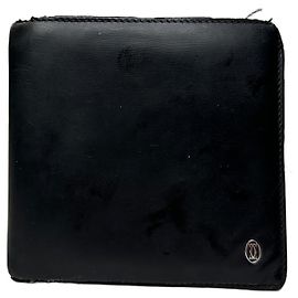 Billetera bifold de cuero vintage Cartier negra
