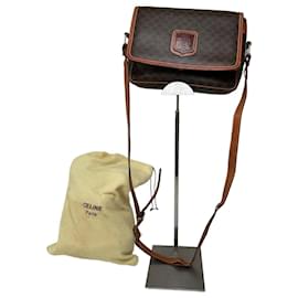 Borsa a tracolla in tela Macadam vintage Celine marrone scuro - Céline