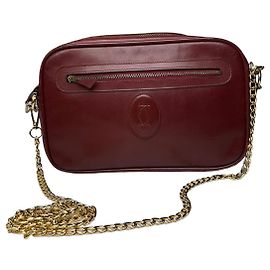 Borsa a tracolla per fotocamera in pelle Cartier vintage Bordeaux
