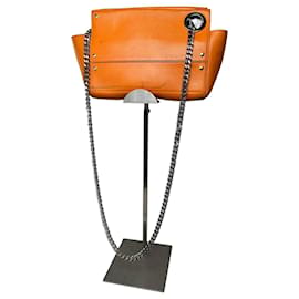Borsa a spalla in pelle arancione vintage Jil Sander con catena