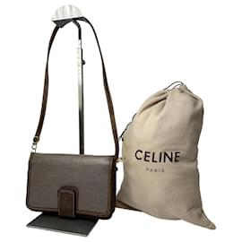 Céline Borsa a tracolla vintage in tela rivestita Celine marrone