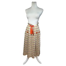 Gonna midi in maglia a righe Vintage Dior Sport Grigia