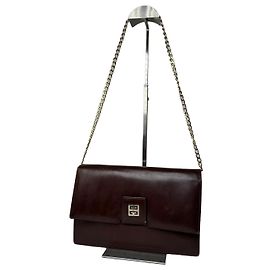 Borsa a spalla in pelle Givenchy 4G vintage bordeaux