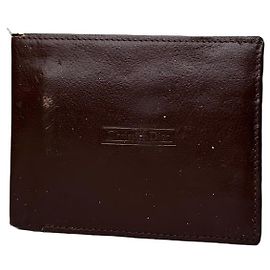 Billetera bifold de cuero vintage Dior marrón oscuro