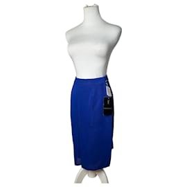 Jupe crayon en laine vintage Yves Saint Laurent bleu cobalt neuve avec étiquettes