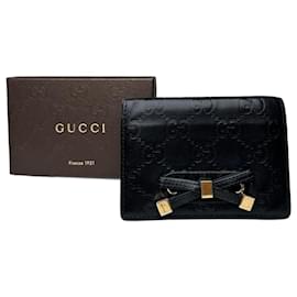 Billetera bifold de cuero Guccissima vintage de Gucci negra