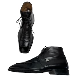 Botines de cuero Damier Louis Vuitton vintage negros EU38