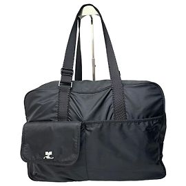Vintage Courreges Ripstop-Nylon Wochenend-Duffle-Bag Schwarz