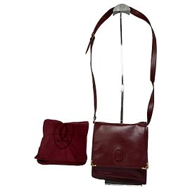 Borsa a Spalla in Pelle Bordeaux Vintage Must de Cartier