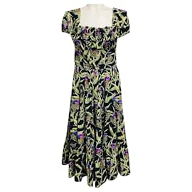 Autre Marque Vestido Midi Banana Alcachofa Multi en Azul Marino / Verde de Agua Bendita