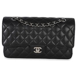 Bolso Chanel de caviar negro acolchado mediano clásico con doble solapa