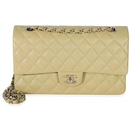 Borsa a mano Chanel Olive in caviar trapuntato medio classico con doppio flap