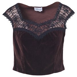 Top de terciopelo y tul floral Blumarine