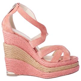 Autre Marque Sandali con zeppa in espadrille in suede rosa Paloma Barceló