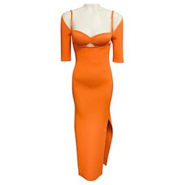 Altuzarra Orange Mareen Rippstrick Midi-Kleid