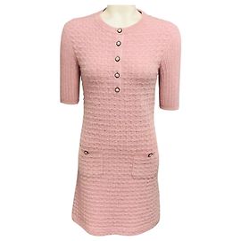 Vestido de tweed Lurex Cosmopolite con brillo metálico rosa Chanel 2017
