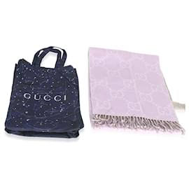 Sciarpa in lana GG monogramma con frange Gucci viola