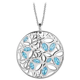 Autre Marque Nuovo collier in quarzo blu Di Modolo in rodio placcato, prezzo di vendita consigliato 1275