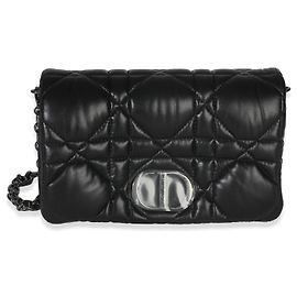 Sac Mini Caro Macrocannage Noir en Cuir de Veau Gonflé Christian Dior